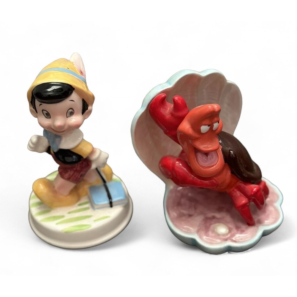 Walt Disney Little Mermaid 4" Flounder 4.5" Spinning Pinnochio Ceramic Figure